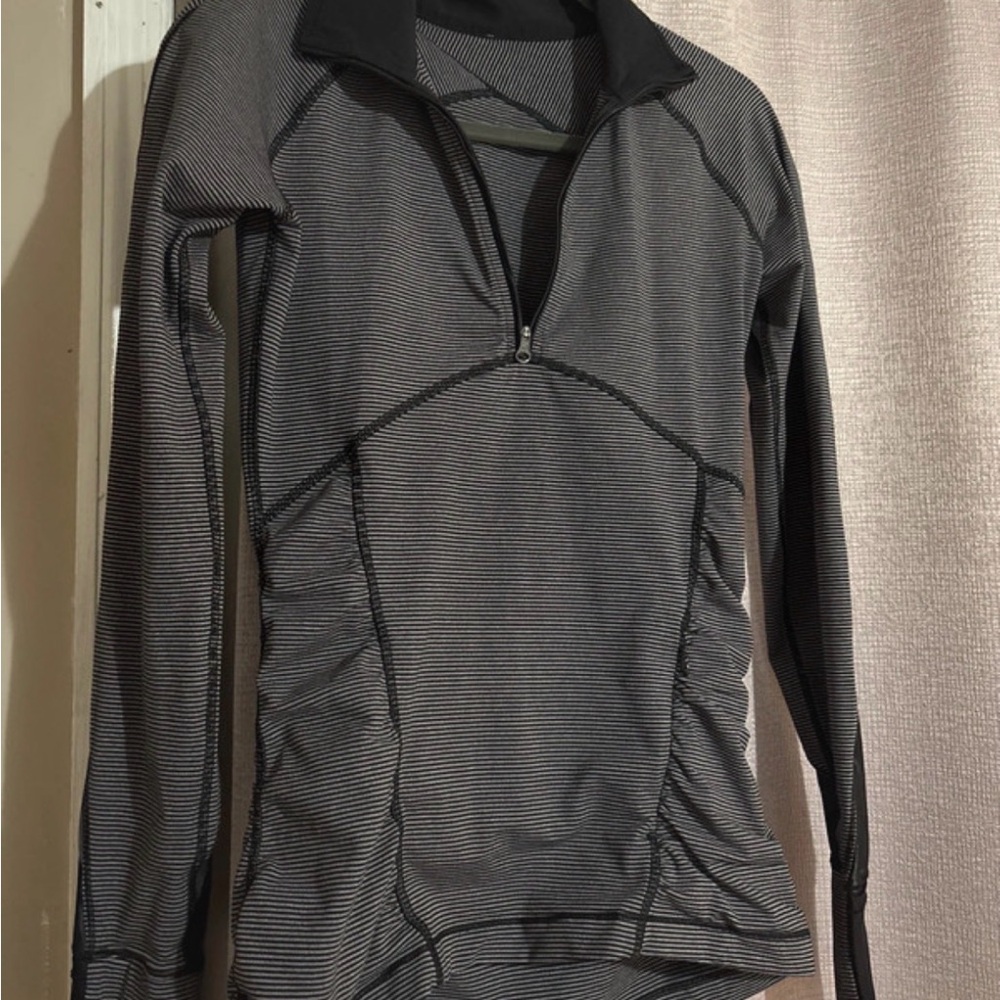 lululemon athletica Black and Gray Striped Top